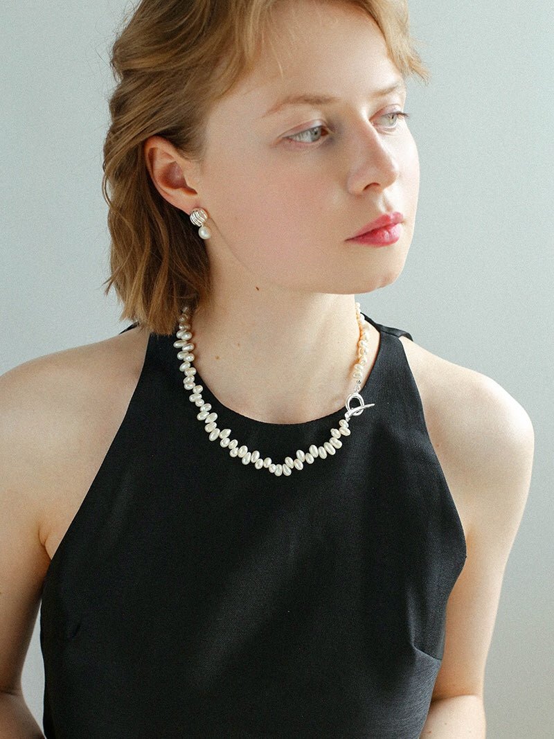 Staggered Pearl OT Buckle Necklace - floysun