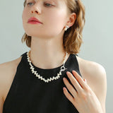 Staggered Pearl OT Buckle Necklace - floysun