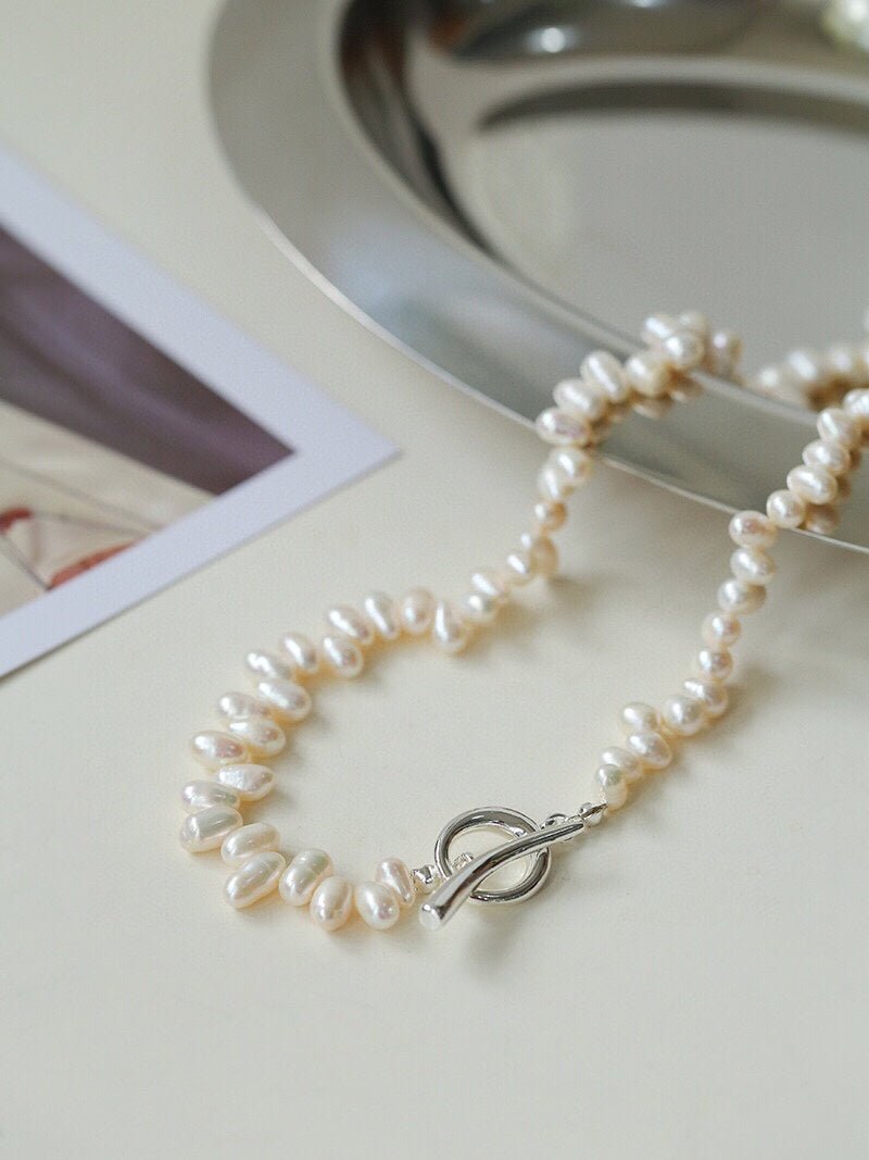 Staggered Pearl OT Buckle Necklace - floysun