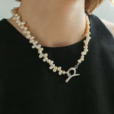 Staggered Pearl OT Buckle Necklace - floysun