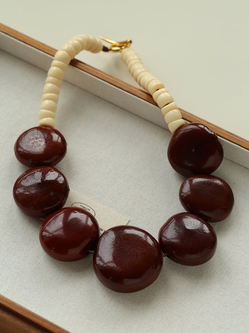 Statement Handcrafted Dragon Bean & Ivory Nut Necklace - floysun