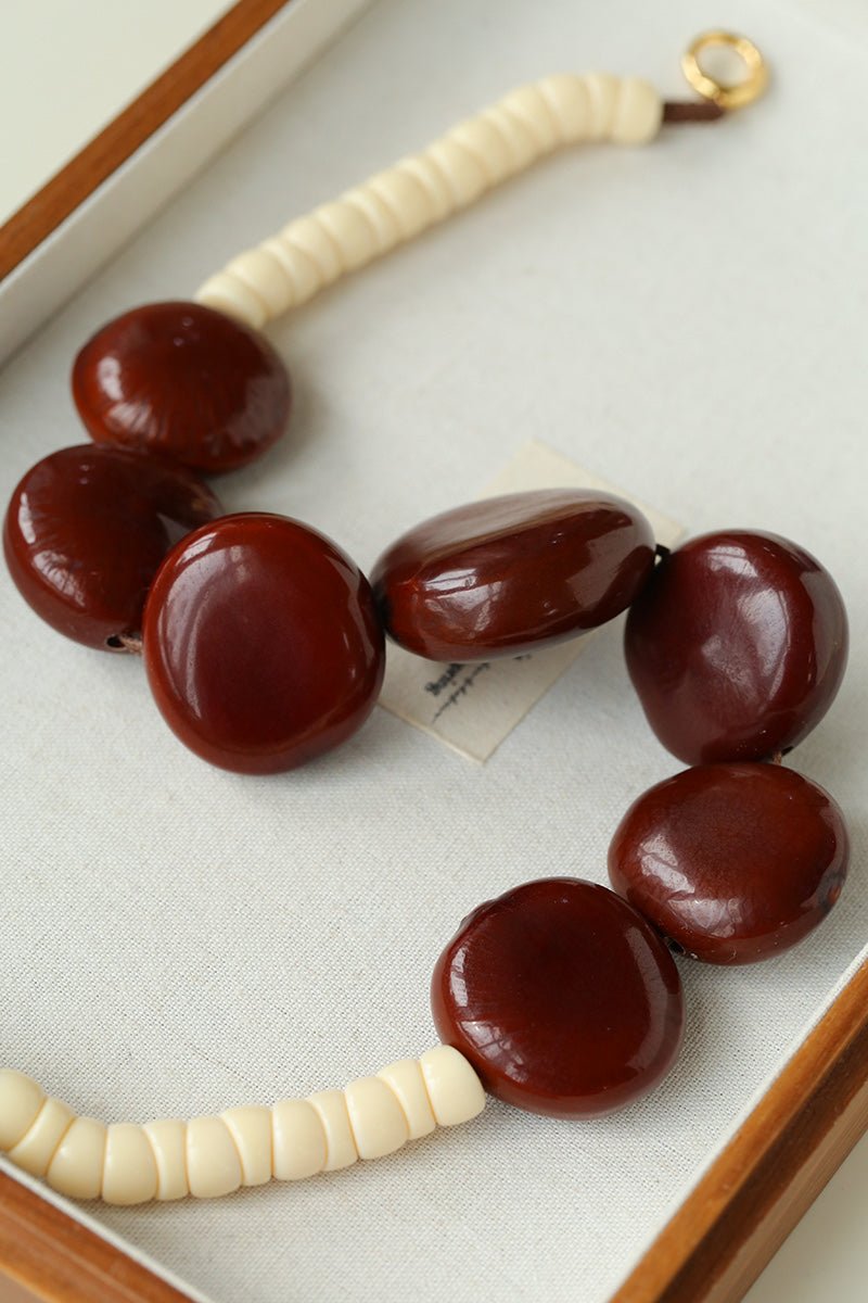 Statement Handcrafted Dragon Bean & Ivory Nut Necklace - floysun