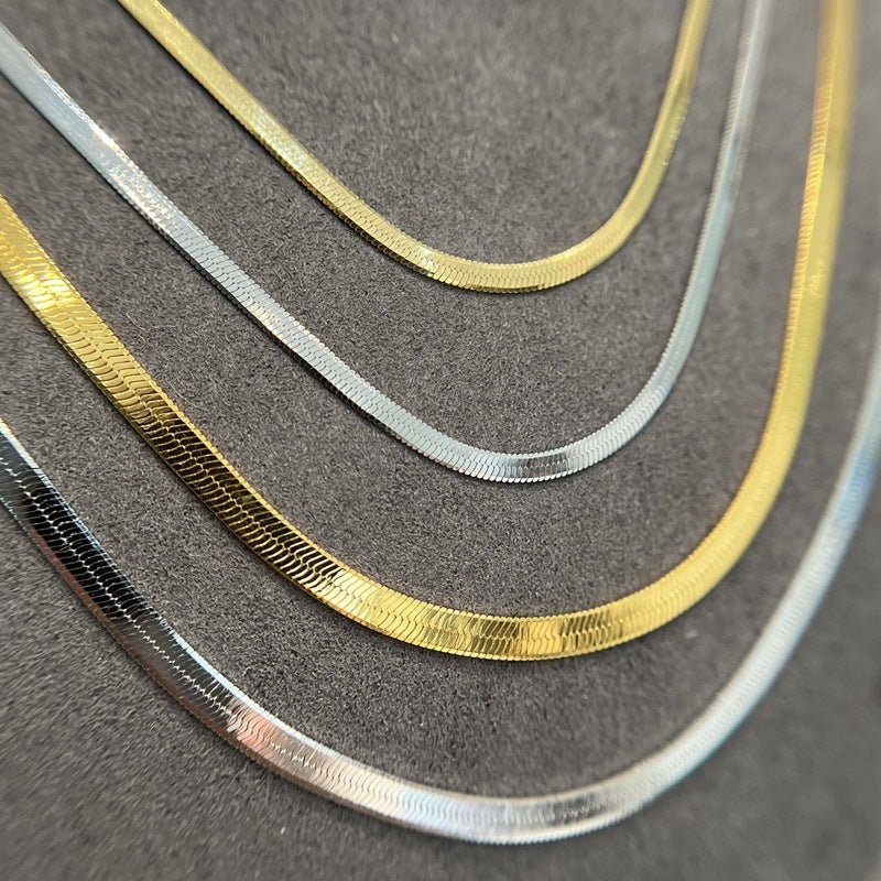 Sterling Silver 2.1mm/ 3.0mm Blade Snake Chain Necklace - floysun