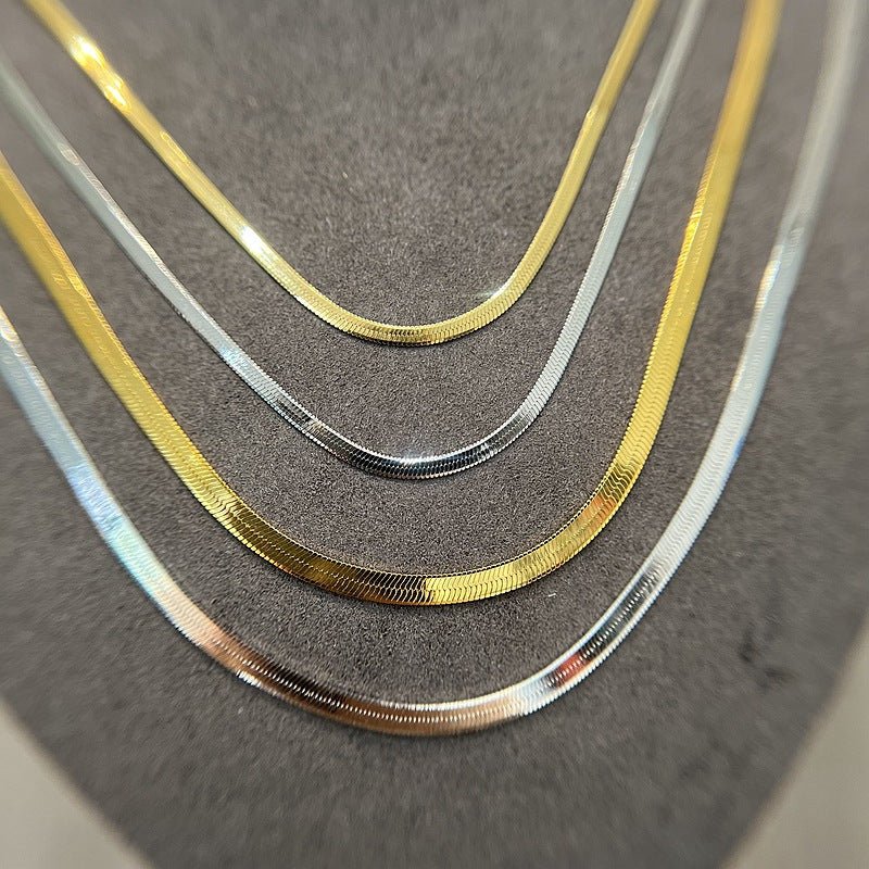 Sterling Silver 2.1mm/ 3.0mm Blade Snake Chain Necklace - floysun
