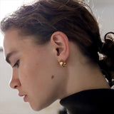 Sterling Silver Classic C - shaped Frosted Huggie Earrings - floysun