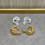 Sterling Silver Classic C - shaped Frosted Huggie Earrings - floysun