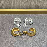 Sterling Silver Classic C - shaped Frosted Huggie Earrings - floysun