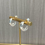 Sterling Silver Classic C - shaped Frosted Huggie Earrings - floysun