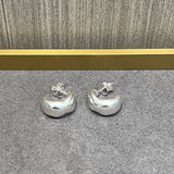 Sterling Silver Classic C - shaped Frosted Huggie Earrings - floysun