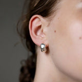 Sterling Silver Classic C - shaped Frosted Huggie Earrings - floysun