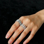 Sterling Silver Hollow Carved Lace Zircon Shiny Ring - Silver - floysun