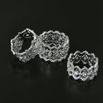 Sterling Silver Hollow Carved Lace Zircon Shiny Ring - Silver - floysun
