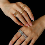 Sterling Silver Hollow Carved Lace Zircon Shiny Ring - Silver - floysun