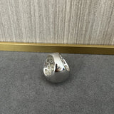 Sterling Silver Round White Mother - of - Pearl Statement Ring - floysun