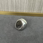 Sterling Silver Round White Mother - of - Pearl Statement Ring - floysun