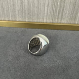 Sterling Silver Round White Mother - of - Pearl Statement Ring - floysun
