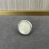 Sterling Silver Round White Mother - of - Pearl Statement Ring - floysun