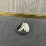 Sterling Silver Round White Mother - of - Pearl Statement Ring - floysun