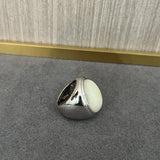 Sterling Silver Round White Mother - of - Pearl Statement Ring - floysun