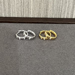 Sterling Silver Snake Chain Mini Hoops with Zircon - floysun