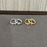 Sterling Silver Snake Chain Mini Hoops with Zircon - floysun