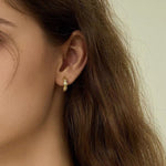 Sterling Silver Snake Chain Mini Hoops with Zircon - floysun
