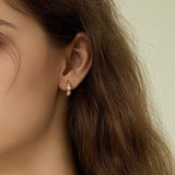 Sterling Silver Snake Chain Mini Hoops with Zircon - floysun