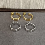 Sterling Silver Wide Snake Chain Hoop Earrings with Zircon - floysun