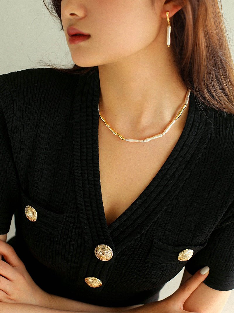 Streamer Toothpick Baroque Pearl Earrings - floysun
