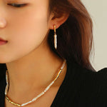 Streamer Toothpick Baroque Pearl Earrings - floysun