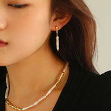 Streamer Toothpick Baroque Pearl Earrings - floysun