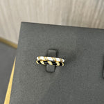 Striped Enamel CZ Stacking Ring - White - floysun