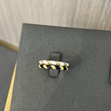Striped Enamel CZ Stacking Ring - White - floysun