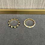 Striped Enamel CZ Stacking Ring - White - floysun
