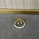 Striped Enamel CZ Stacking Ring - White - floysun