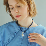Stunning Lapis Lazuli Baroque Pearl Pendant Necklace - floysun