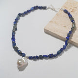 Stunning Lapis Lazuli Baroque Pearl Pendant Necklace - floysun