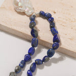 Stunning Lapis Lazuli Baroque Pearl Pendant Necklace - floysun