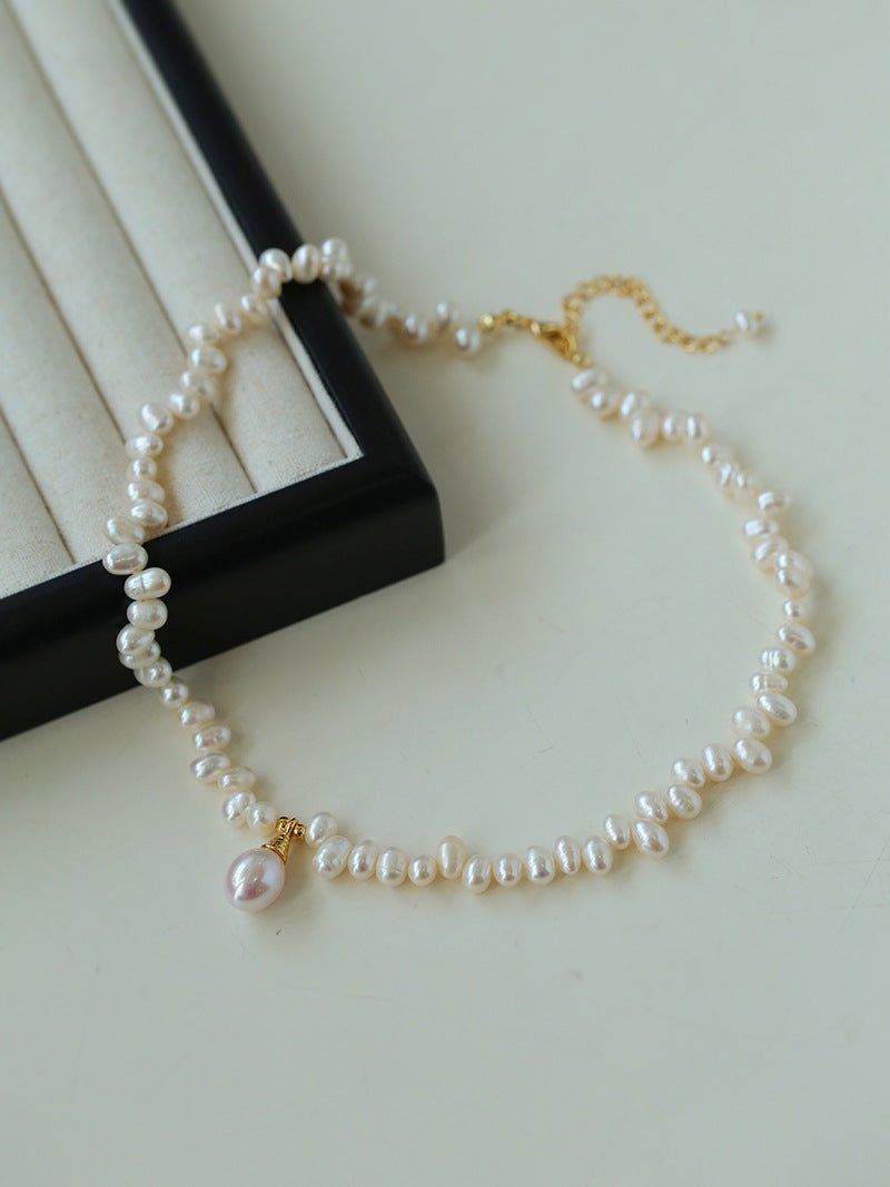 Stylish Classic Staggered Pearl Bead Pendant Necklace - floysun