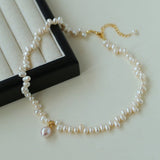 Stylish Classic Staggered Pearl Bead Pendant Necklace - floysun