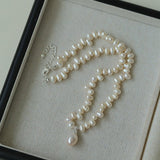 Stylish Classic Staggered Pearl Bead Pendant Necklace - floysun