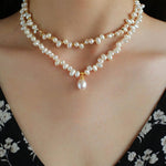 Stylish Classic Staggered Pearl Bead Pendant Necklace - floysun