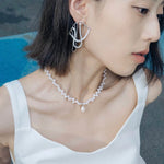 Stylish Classic Staggered Pearl Bead Pendant Necklace - floysun