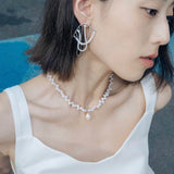 Stylish Classic Staggered Pearl Bead Pendant Necklace - floysun