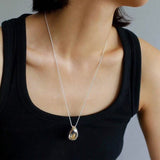 Stylish Large Water Drop Pendant Necklace - Sterling Silver - floysun
