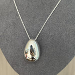 Stylish Large Water Drop Pendant Necklace - Sterling Silver - floysun