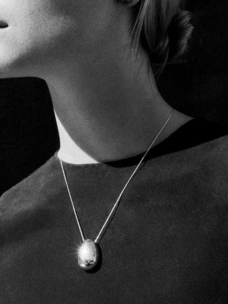 Stylish Large Water Drop Pendant Necklace - Sterling Silver - floysun