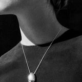 Stylish Large Water Drop Pendant Necklace - Sterling Silver - floysun