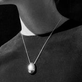 Stylish Large Water Drop Pendant Necklace - Sterling Silver - floysun