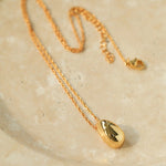 Stylish Small Water Drop Pendant Necklace - 18K Gold Vermeil - floysun